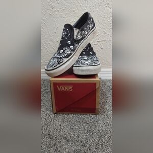 Vans Black and White Slip-On Shoes